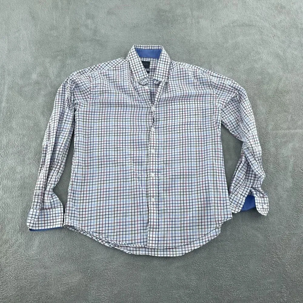 ALX New York Mens Long Sleeve Checkered Button-Down Shirt L 0764